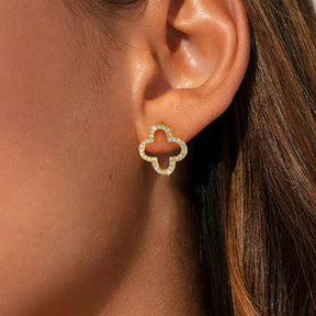 Brinco Trevo Vazado Zircônia Lua