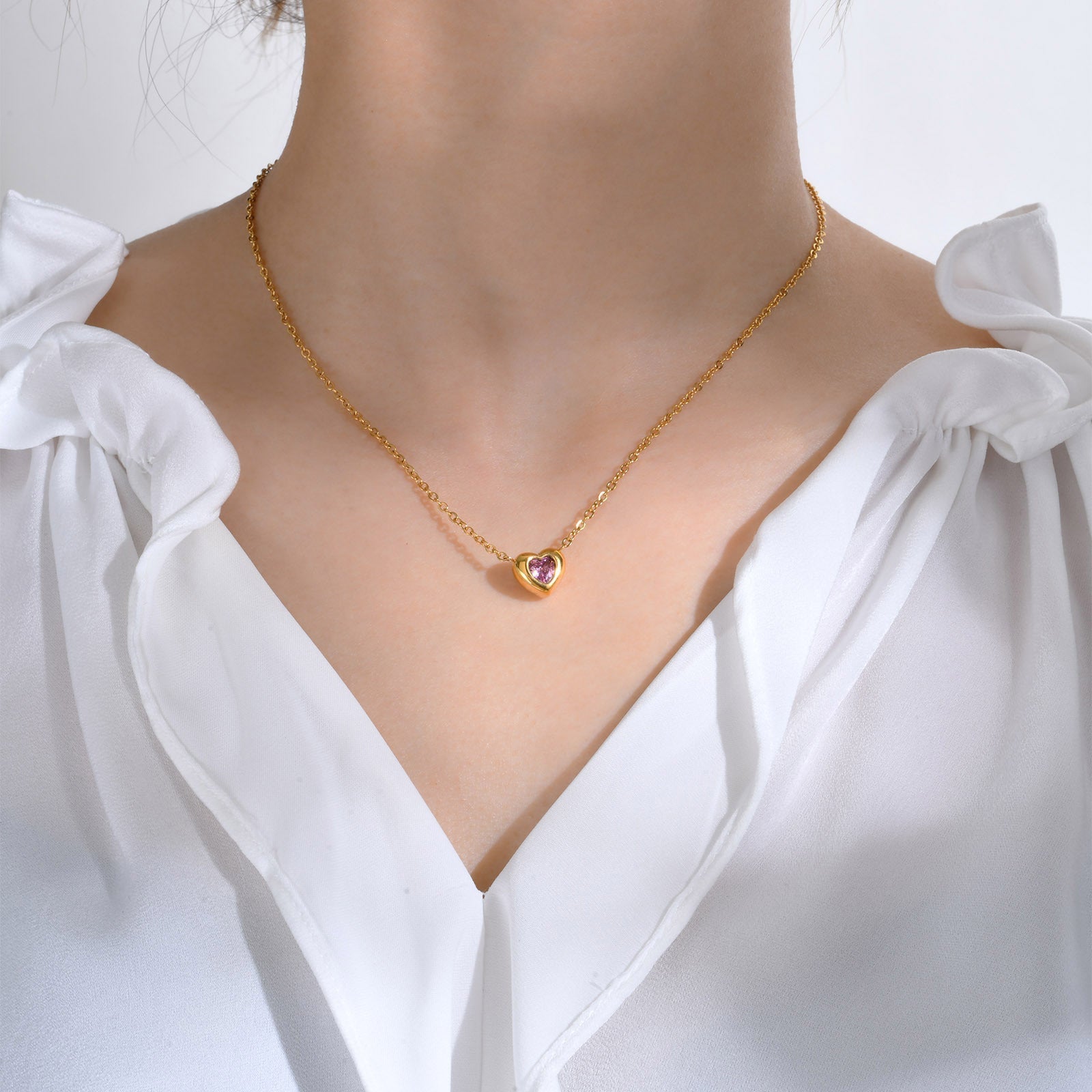 Colar Coração Zircônia Aurin