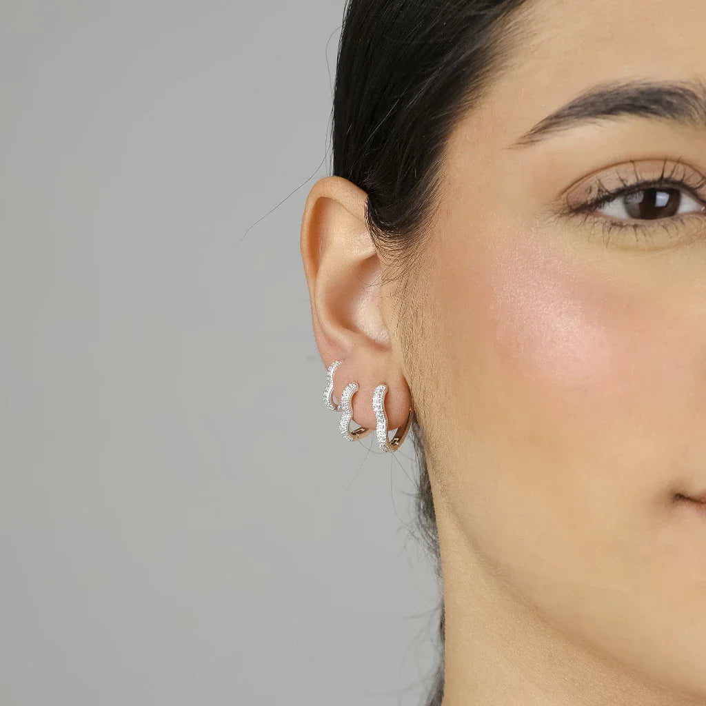 Trio de Brincos Coração Zircônia Nuza