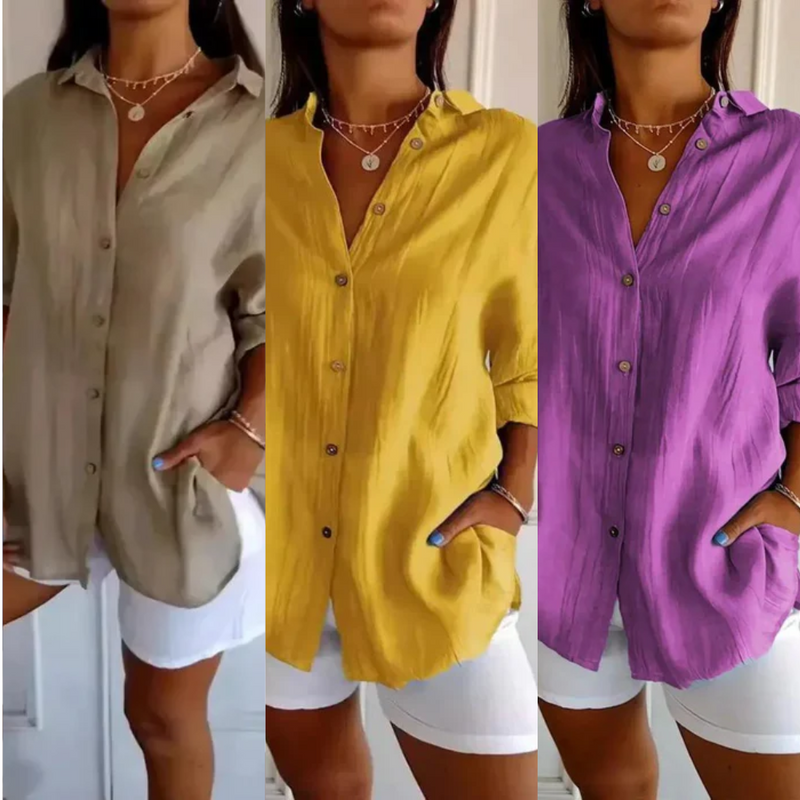 Kit 3 Camisas Ibiza em Linho de Algodão – Design Semi Plissado