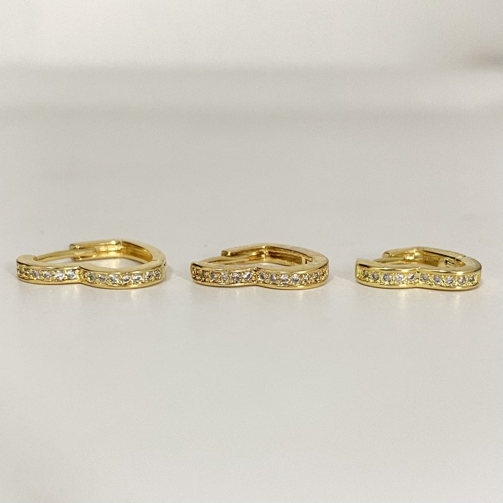 Trio de Brincos Coração Zircônia Nuza