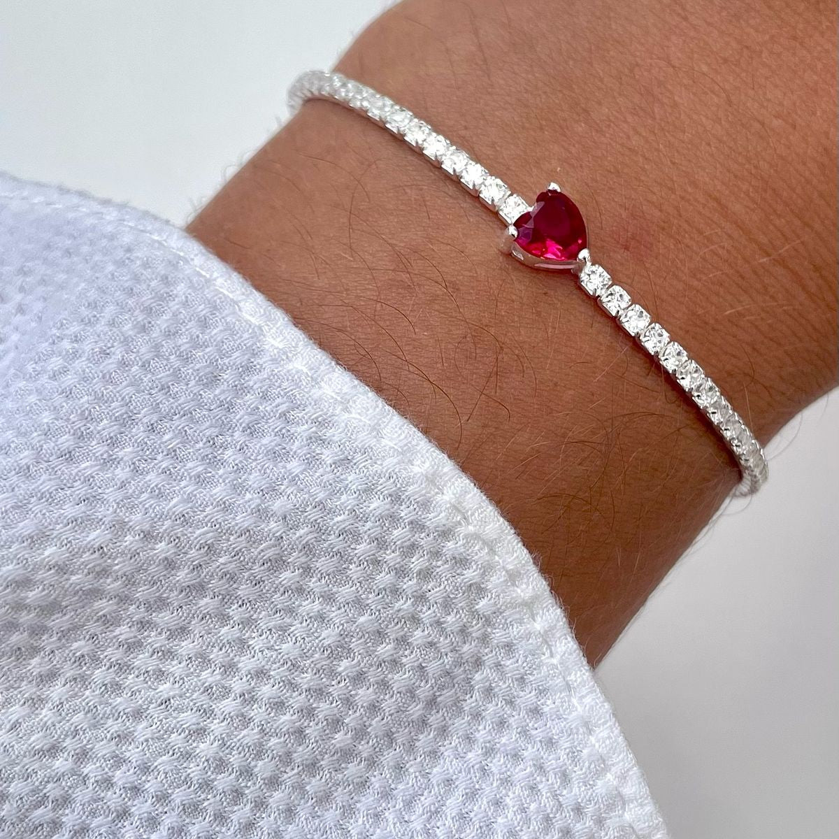 Pulseira Riviera Coração Vermelho Inspiração Pandora