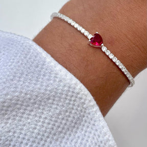 Pulseira Riviera Coração Vermelho Inspiração Pandora