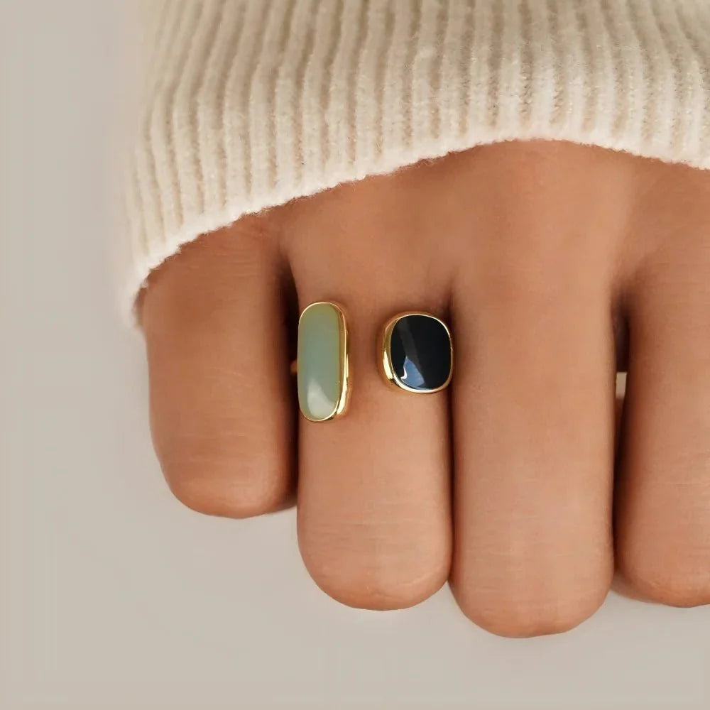 Anel Geométrico Aquamarine Ajustável Marine