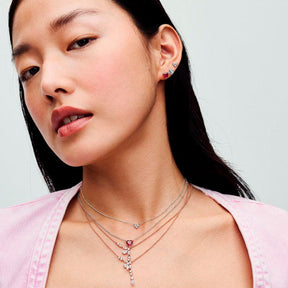 Brinco Coração Vermelho Brilhante Inspiração Pandora