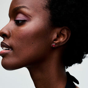 Brinco Coração Vermelho Brilhante Inspiração Pandora