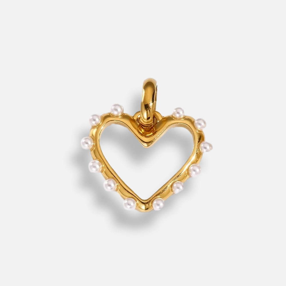 Pingente Coração Vazado Pérola